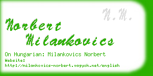 norbert milankovics business card